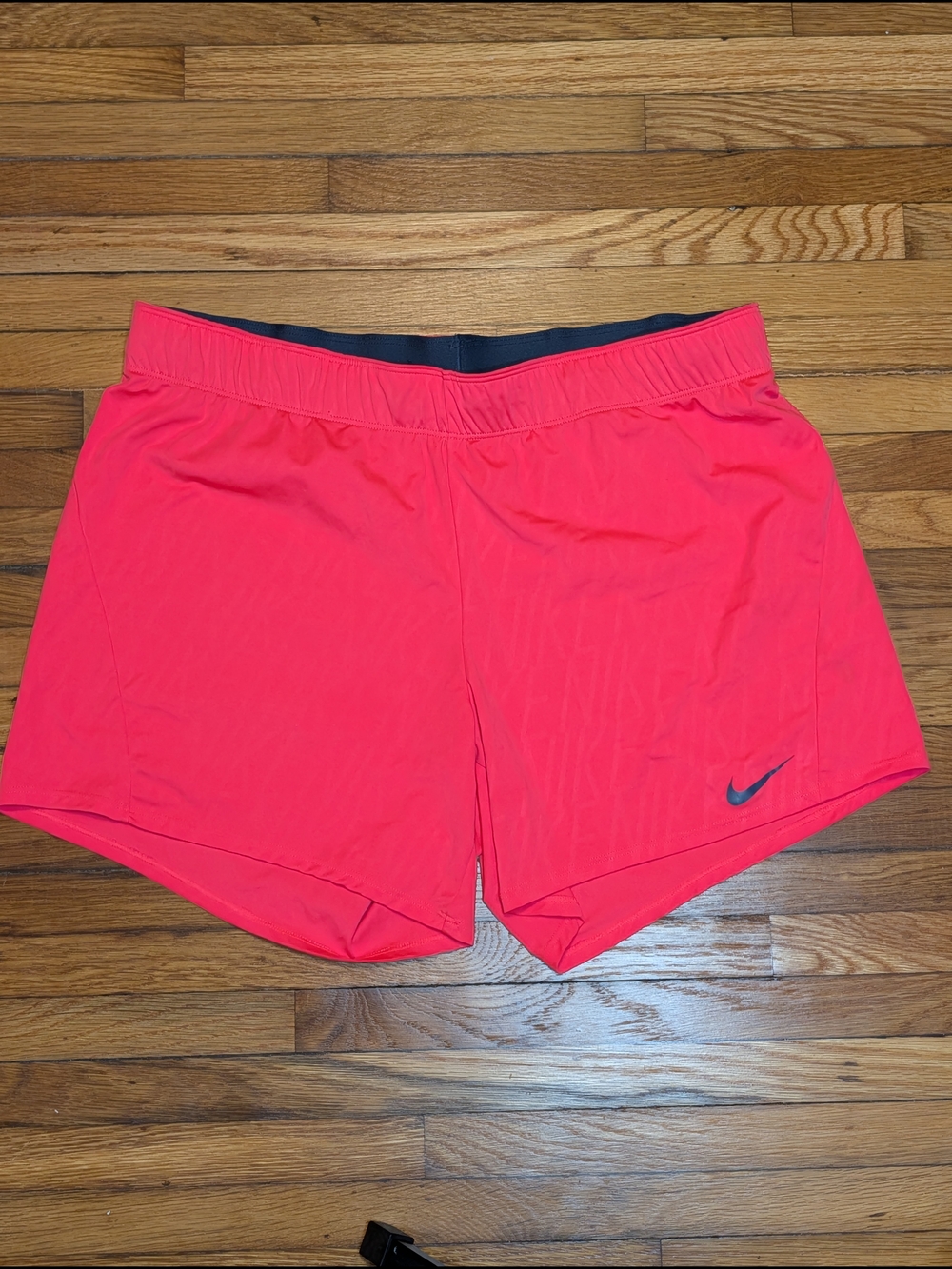 Nike Womens Hot Pink Athletic Shorts with Gray Swoosh - Size Large